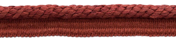 Elaborate 3/8 inch Rust, Brick Red Veranda Collection Trim Cord With Sewing Lip / Style# 0038V / Color: Rusty Brick - VNT22 / Sold by The Yard