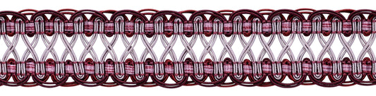 1 1/4" (3cm) Marrakesh Collection Fancy Woven Braid Trim (Style# 0125RWG) | Sold By The Yard (36"/3 ft/0.9m) Holly Red Multicolor #VL01 (Wine Red, Pine Green, Pure White) - DecoPro