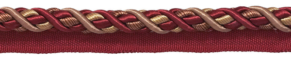 10 Yard Value Pack Large Burgundy Taupe Baroque Collection 7/16 inch Cord with Lip Style# 0716BL Color: CRANBERRY HARVEST – 8612 (30 Ft / 9 Meters)