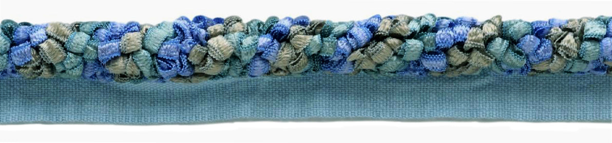 Elegant Ribbon Cord With Lip / 3/8 inch diameter / Style# 0038RC Color: Blue, Slate Grey - 9132 / Sold by the Yard - DecoPro