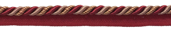 Medium Burgundy Taupe Baroque Collection 5/16 inch Cord with Lip Style# 0516BL Color: CRANBERRY HARVEST – 8612 (Sold by The Yard)