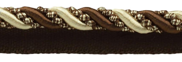 Large 7/16 inch Dark brown, Sand, Noblesse Collection Lip Cord Style# 0716H Color: Espresso Latte - D2A2 (Sold by The Yard)
