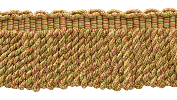 5 Yard Value Pack - 3 Inch Long Alpine Green, Pink, Off White/Pink/Green Bullion Fringe Trim / Basic Trim Collection / Style# BFEMP3 (21927) / Color: Picnic - W163 (15 Ft / 4.6 Meters)