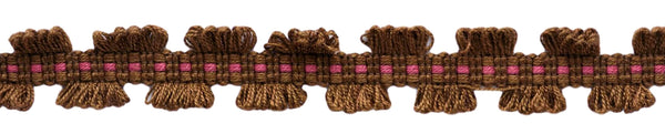 7/8 inch Chocolate Collection Raspberry Red, Dark Brown Gimp Braid / Style# 0078CHG Color: Raspberry Truffle - CC03 / Sold by the Yard