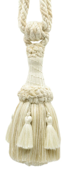 Vanilla, Natural, Light Ivory Decorative Tassel Tieback / 6 inch Tassel, 30 inch Spread (embrace) / Style# TBEMP6 Color: Pearl - W13