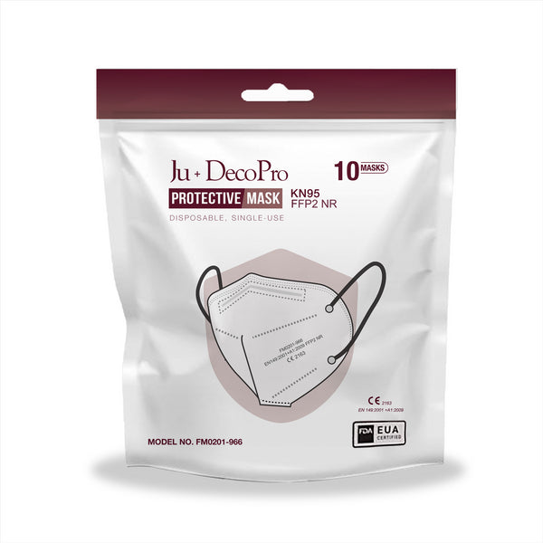Pack of 10 Disposable KN95 Face Masks, Mouth & Nose Safety Protection, 5-Layer Filter Barrier / Manufactured for and Sold Exclusively by DecoPro / Specified by FDA on EUA List / KN95c
