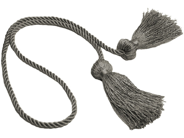 Exquisite Medium Grey Double-Tassel Chair Tie / 3 1/2 inch Tassel / 13 inch Spread (embrace) / 1/4 inch Cord / Style# CCT / Color: P05
