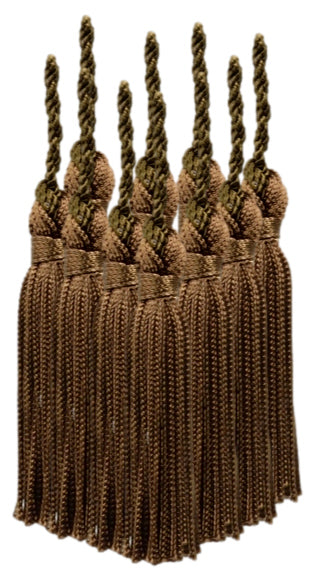 3" (7.5cm) Basic Chainette Tassel with 1" (2.5cm) Loop | Decorative Craft Tassel (RT03-RN) | Set of 10, #E29 Solid / Dark Brown - DecoPro