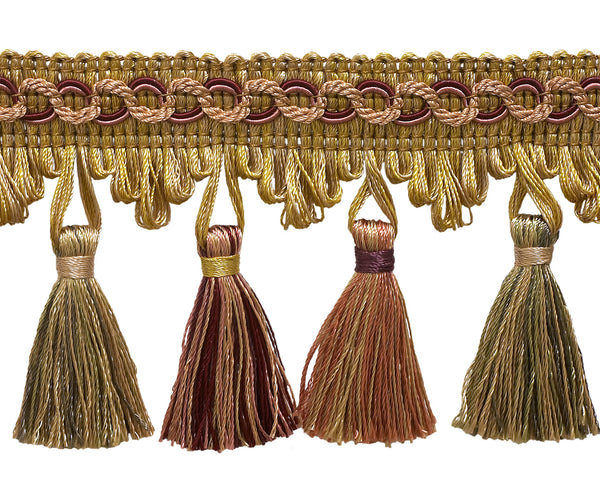 5 Yard Value Pack of Cherry Red, Beige, Green 2 3/4 inch Imperial II Tassel Fringe Style# NT2502 Color: BERRY PATCH - 4260 (15 Ft / 4.5 Meters)