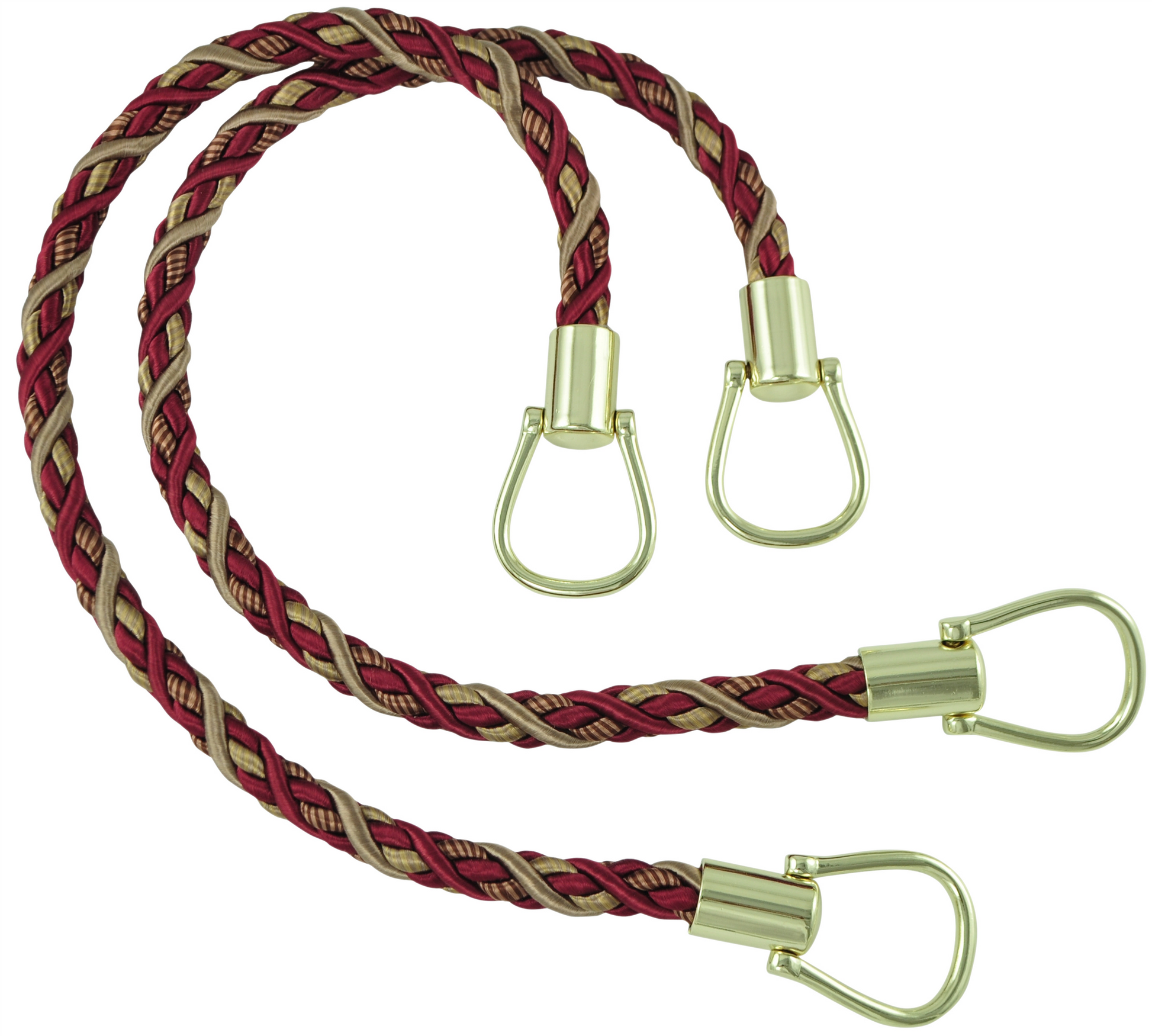 Pair of Elegant Burgundy Taupe Curtain & Drapery Rope Tiebacks, 18 inch Long, Approx. 1/2 inch Thick, Style# BRTBM Color# CRANBERRY HARVEST - 8612 - DecoPro