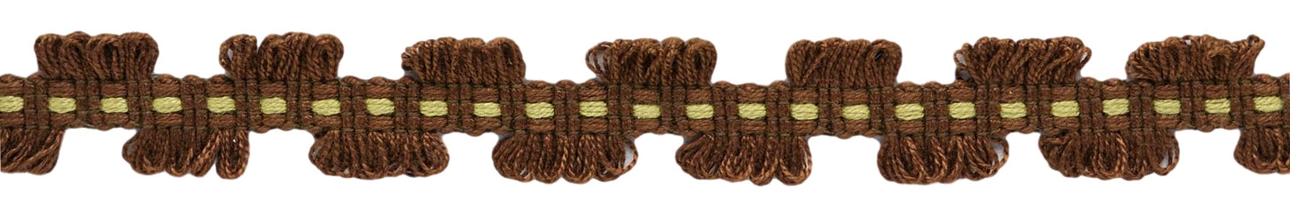 7/8 inch Chocolate Collection Yellow, Dark Brown Gimp Braid / Style# 0078CHG Color: Pistachio Ganache - CC02 / Sold by the Yard - DecoPro