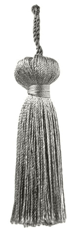 Set of 12 / Petite Multi-colored Key Tassel / 3 inches long Tassel with 1 inch loop / Princess Collection / Style# BT3 (11309) Color: Medium Grey - P05