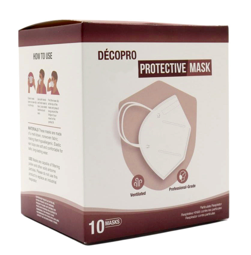 10 pieces Disposable KN95 Face Masks, Mouth and Nose Safety Protection - DecoPro