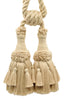 Set of 2 / Ornate Double Tassel Tieback / 6 inch Tassel, 30 inch Spread (embrace) / Style# TBEMP6-2 Color: Shell Beige - C03