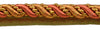 Large 7/16 inch Copper, Olive Green, Beige, Noblesse Collection Lip Cord Style# 0716H Color: Auburn Accents - 07H (Sold by The Yard)