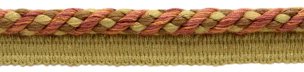 Elaborate 3/8 inch Copper, Brown, Oak Brown Veranda Collection Trim Cord With Sewing Lip / Style# 0038V / Color: Rustic - VNT9 / Sold by The Yard