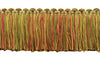 5 Yard Value Pack - Alexander Collection 2 inch Brush Fringe Trim / Green, Red, Gold / Style#: 0200AXB (21763) / Color: Peony - LX07 (15 ft/4.6 M)