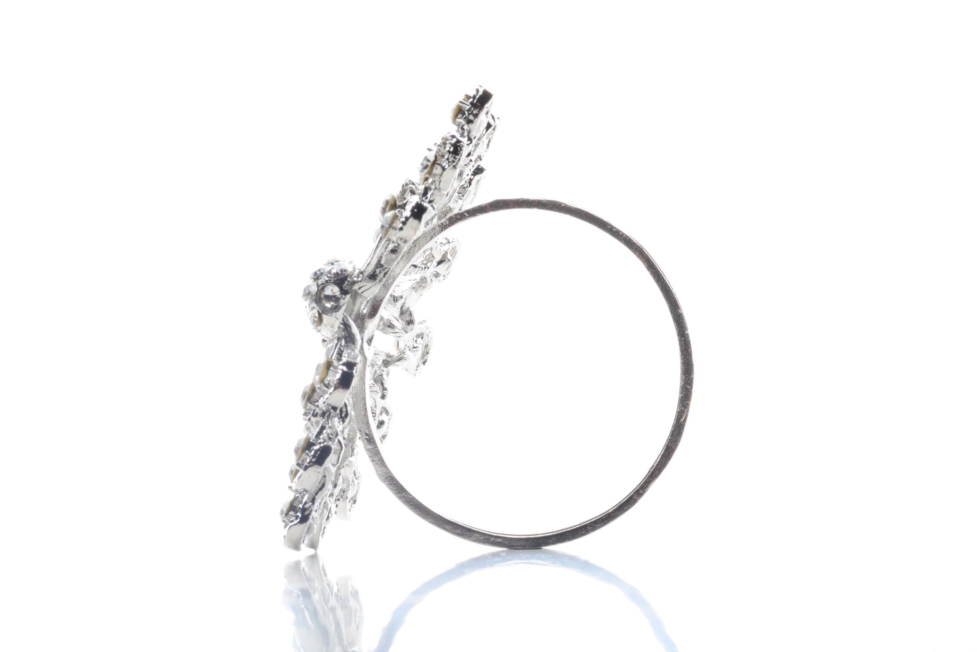 Set of 2 Beautiful, Premium Quality faux diamond Peacock design Silver Napkin Rings for dinners, holidays and weddings NR50311-S - DecoPro