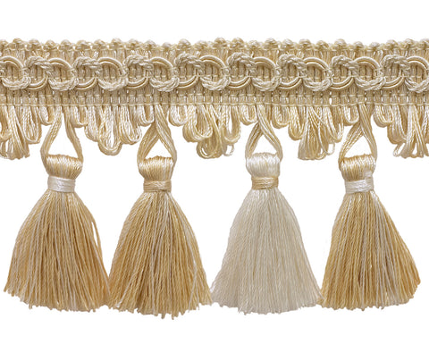 Ivory, Sand 2 3/4 inch Imperial II Tassel Fringe Style# NT2502 Color: SEASHELL - 5055 (Sold by The Yard)