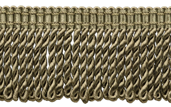 3 inch Long Beaver Green Bullion Fringe Trim with Decorative Gimp Design / Basic Trim Collection / Style# BFS3-WVN (22042) Color: L80 / Sold By the Yard