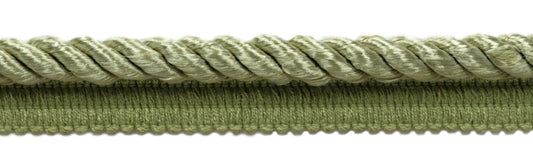 3/8" (0.5cm) Shiny Twisted Cord with Lip | Cord Trim (Style# 0038S-RN), #L80 Solid / Dark Khaki Beige Green - Sold By The Yard - DecoPro