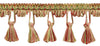 2.5 Inch Brick Dust, Alpine Green, Beachwood, Maize Tassel Fringe Trim / Style# TFC025 / Color: Carnival - PRA2B / Sold By the Yard