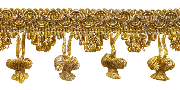 5 Yard Value Pack Antique gold 2 inch Imperial II Onion Tassel Fringe Style# NT2503 Color: RUSTIC GOLD - 4975 (15 Ft)
