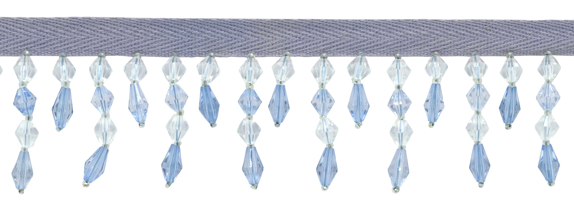 1 3/4" (4cm) Beautiful Handcrafted Diamond Beaded Fringe Trim | Fringe Trim (Style# B40692-AC), #M44008 Multicolor / Light Blue - Sold By The Yard - DecoPro