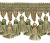 Olive Green, Champagne 3 3/4 inch Imperial II Tassel Fringe Style# TFI2 Color: SAGEGRASS - 4567 (Sold by The Yard)