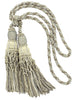 Beautiful Parchment Beige, Dark Sand Curtain & Drapery Large Double Tassel Tieback/10 inch tassel, 38 inch Spread Decorative Rope Holdback / Style# TBEL10-2 (21465) Color: EL03