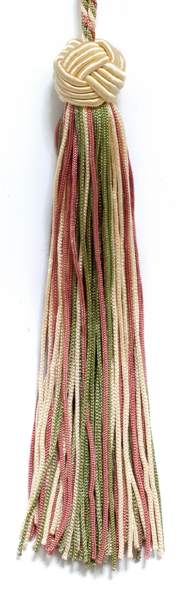 Set of 10 Vanilla, Dusty Rose, Light Olive Green Woven Head Chainette Tassel, 5.5 Inch Long with 2 Inch Loop, Basic Trim Collection Style# BH055 Color: 9401 - DecoPro