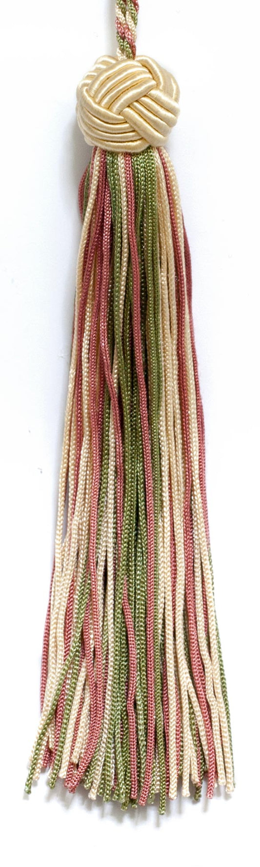 Set of 10 Vanilla, Dusty Rose, Light Olive Green Woven Head Chainette Tassel, 5.5 Inch Long with 2 Inch Loop, Basic Trim Collection Style# BH055 Color: 9401 - DecoPro
