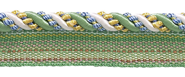 Medium Green, Gold, Blue 4/16 inch Imperial II Lip Cord Style# 0416I2 Color: MOUNTAIN SPRING - 4668 (Sold by The Yard)