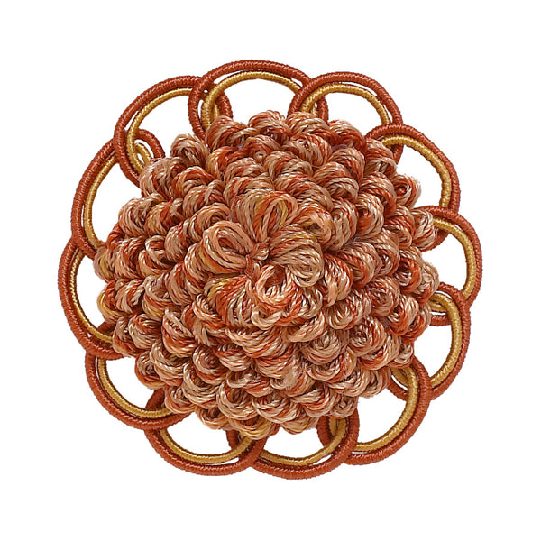 Decorative Rosette 2.5 inch , RUST GOLD / Baroque Collection Style# BR Color: CINNAMON TOAST - 6122