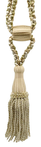 Dawn, Parchment, Pebble, Ivory Decorative Tassel Tiebacks / 5 1/2 inch Tassel Length / 24 inch Spread (embrace) / STYLE#: TBC055-SPR24 (8362) / COLOR: Pearl - PR11