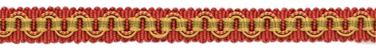 3/8 inch Alexander Collection Decorative Gimp Braid / Green, Red, Gold / Style# 0038AG / Color: Peony - LX07 / Sold By the Yard - DecoPro
