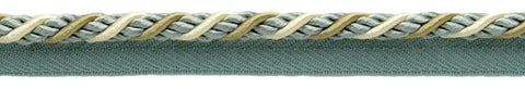 Medium White, Blue, Gold 1/4 inch Alexander Collection Lip Cord / Style# 0025AX / Color: Aruba - LX03 (Sold by The Yard)