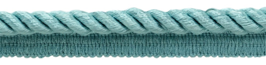 3/8" (0.5cm) Shiny Twisted Cord with Lip | Cord Trim (Style# 0038S-RN), #M17 Solid / Light Teal Blue - Sold By The Yard - DecoPro