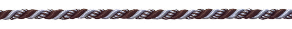 Small Brown, Light Blue Baroque Collection 3/16 inch Decorative Cord Without Lip Style# 316BNL Color: MOCHA ICE - 24B (Sold by The Yard)