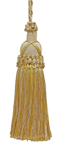 Decorative 5.5 Inch Key Tassel, Light Gold, Ivory Imperial II Collection Style# KTIC Color: IVORY GOLD - 2523