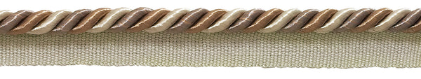 Medium Beige Multi Tone Baroque Collection 5/16 inch Cord with Lip Style# 0516BL Color: SANDSTONE - 7245 (Sold by The Yard)