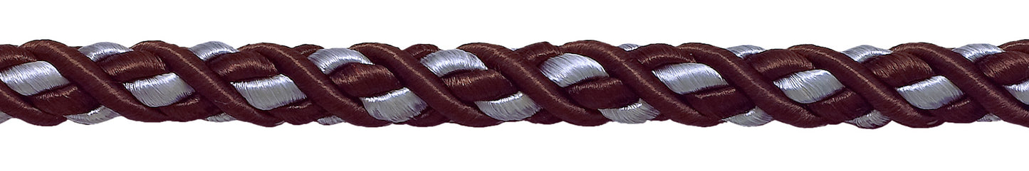 Pair of Elegant Brown, Light Blue Curtain & Drapery Rope Tiebacks, 18 inch Long, Approx. 1/2 inch Thick, Style# BRTBM Color# MOCHA ICE - 24B - DecoPro