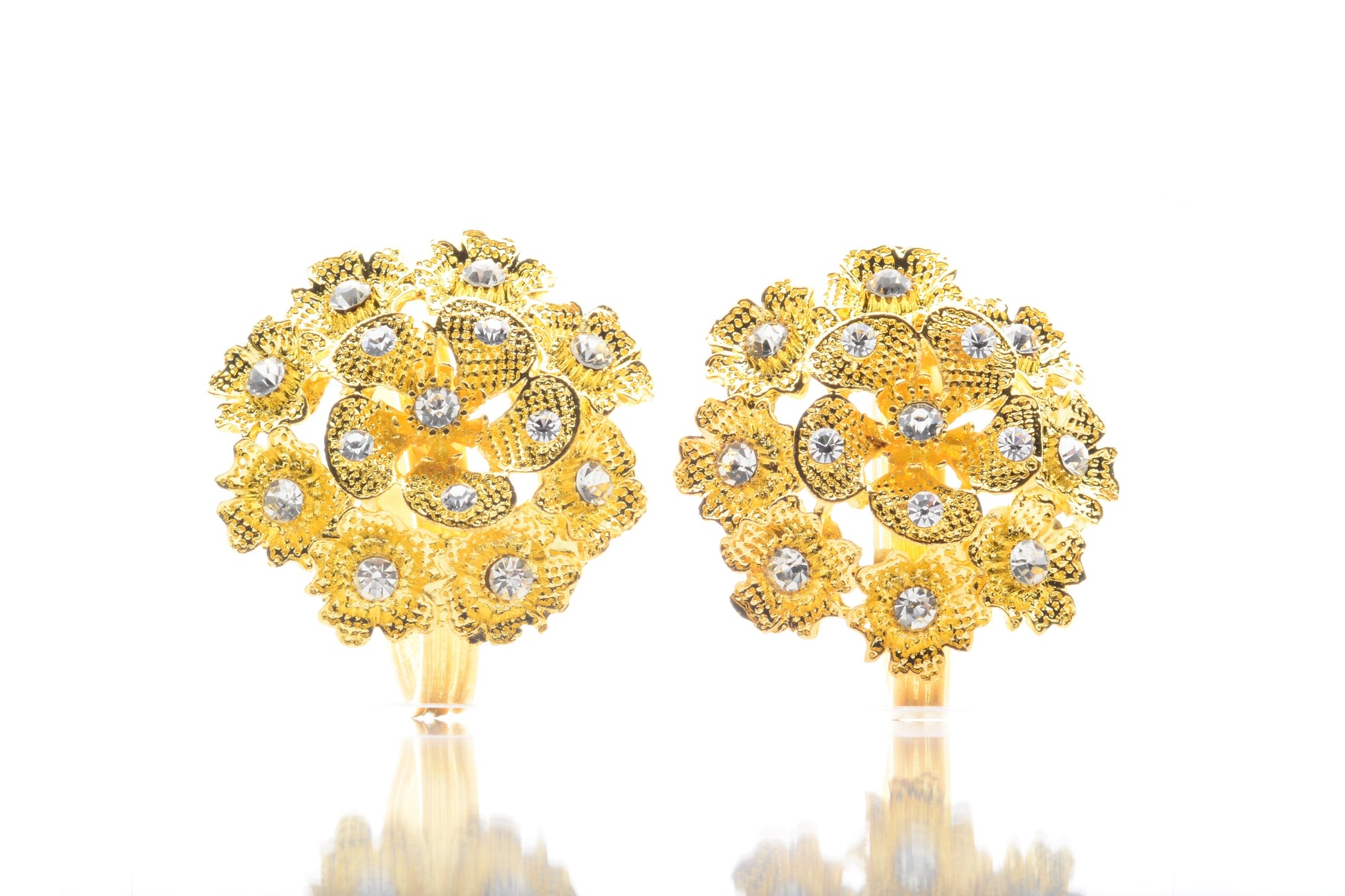 Set of 2 Elegant, Premium Quality faux diamond flower design Gold Napkin Rings for dinners, holidays and weddings NR50352-G - DecoPro