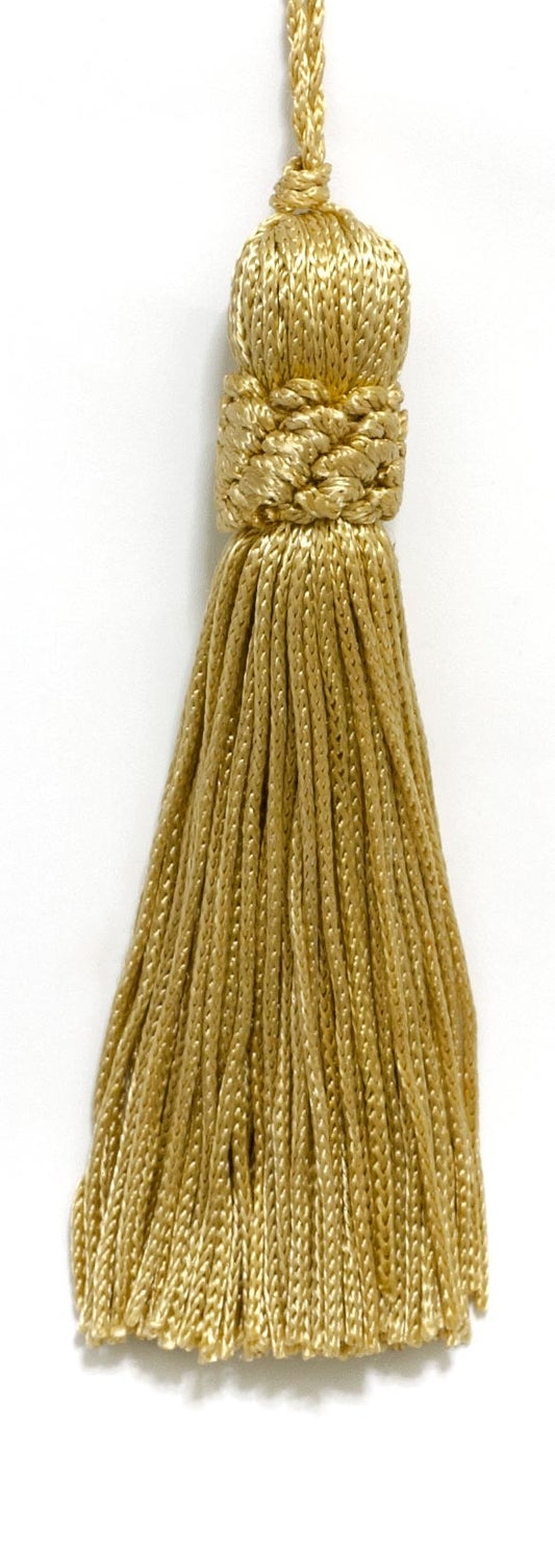 Set of 10 Light Gold Crown Head Chainette Tassels / 4 Inch Long with 2 Inch Loop / Basic Trim Collection / Style# CT04 Color: Light Gold - B7 - DecoPro