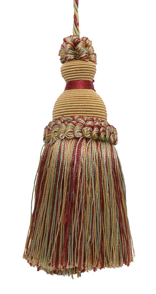 Decorative 5 inch Key Tassel, Gold, Wine , Green Imperial II Collection Style# IKTJ Color: HOLIDAY SPLENDOR - 3752