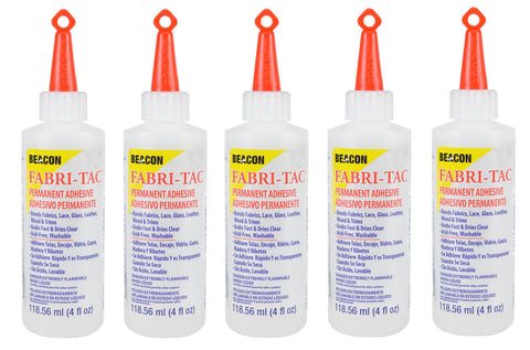 Five-Pack of Beacon of Fabri-Tac Permanent Adhesive, 4 Ounce