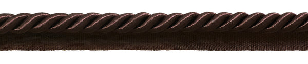 10 Yard Pack of Large 3/8 inch Basic Trim Lip Cord, Style# 0038S Color: BROWN - D2