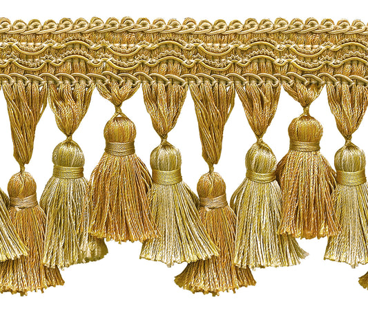Antique gold 3 3/4 inch Imperial II Tassel Fringe Style# TFI2 Color: RUSTIC GOLD - 4975 (Sold by The Yard) - DecoPro
