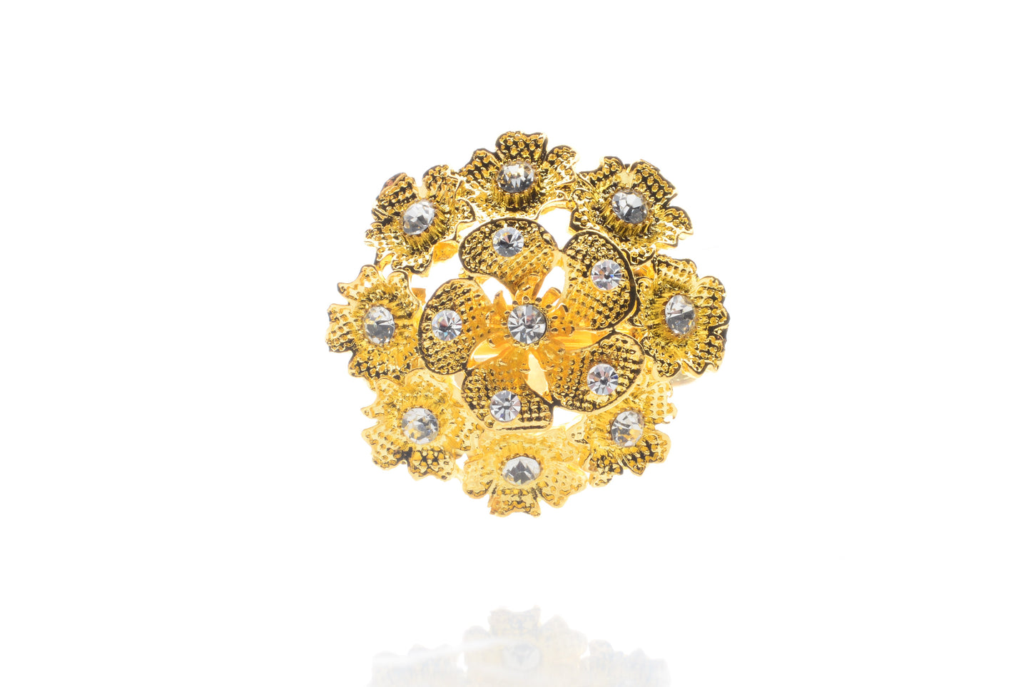 Set of 2 Elegant, Premium Quality faux diamond flower design Gold Napkin Rings for dinners, holidays and weddings NR50352-G - DecoPro