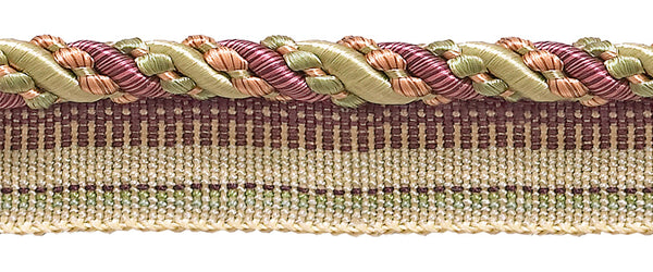 Medium Dusty Rose,Olive Green, Eggplant 4/16 inch Imperial II Lip Cord Style# 0416I2 Color: OLIVE ROSE - 1010 (Sold by The Yard)